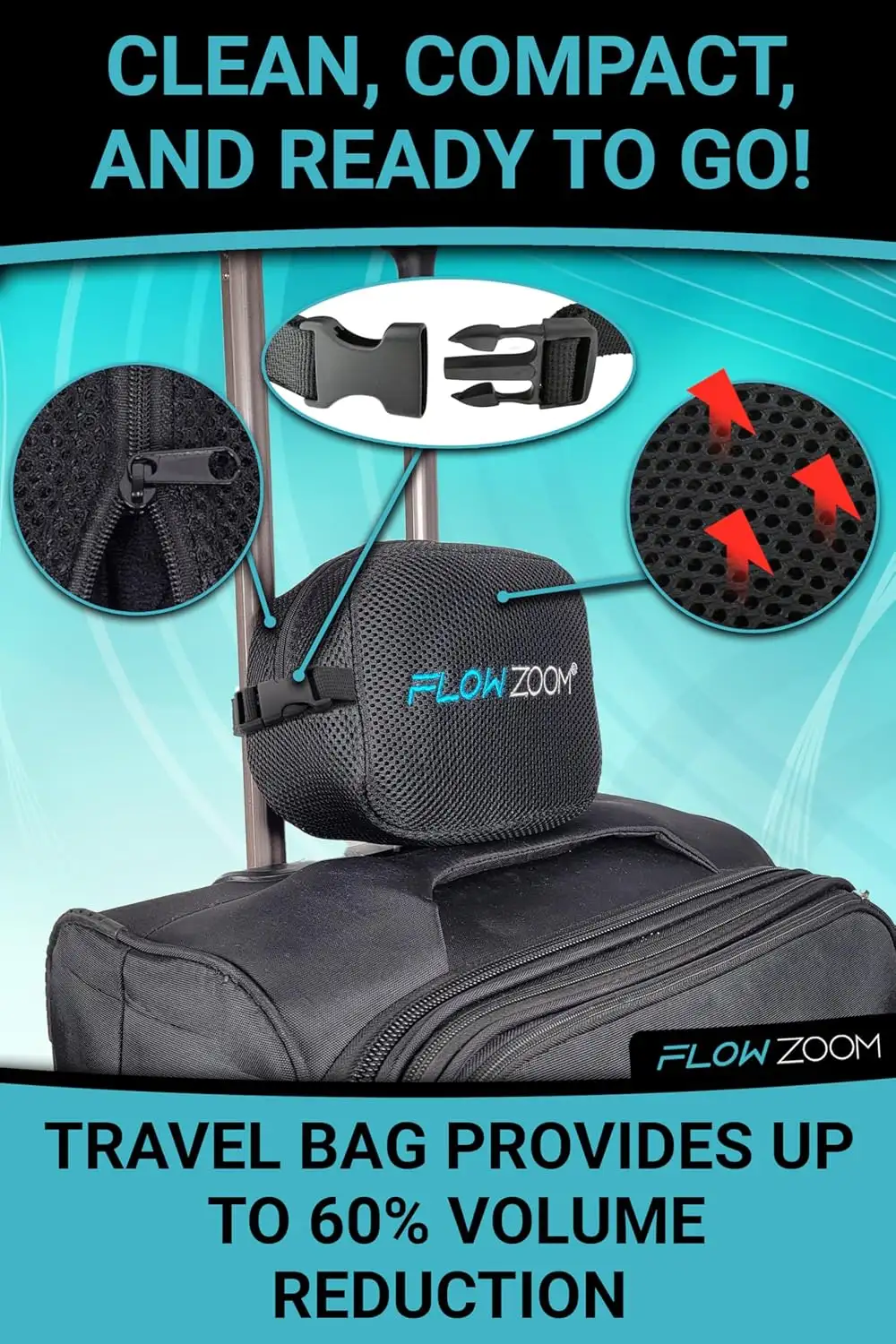 FlowZoom Travel Pillow Memory Foam - Airplane Neck Pillow - 81JqsxmvSNL._AC_SL1500_